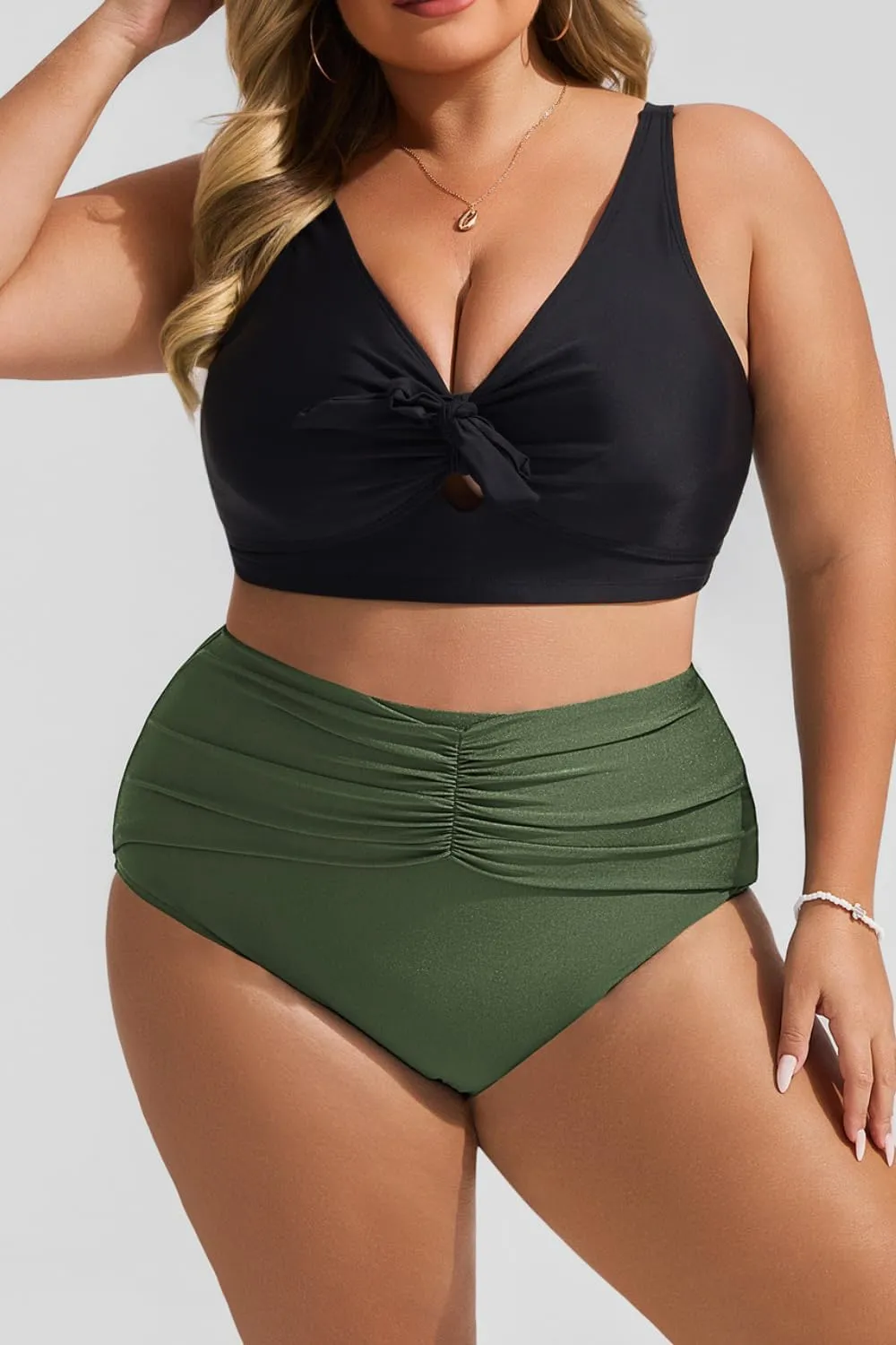 Hanna Nikole Women's Bikini Bottom Tummy Control Ruched Bathing Suit High Waisted Swim Bottom