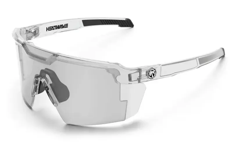 Heat Wave Future Tech Sunglasses: Vapor Clear Frame Photochromic Lens Z87 