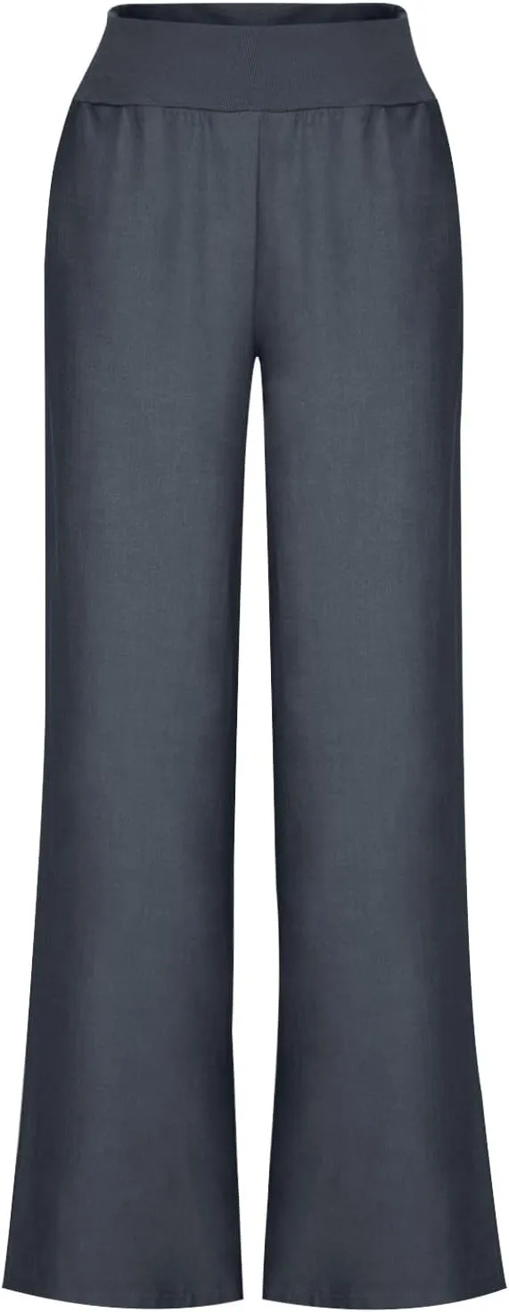 High Waist Wide Leg Straight Pants for Women Solid Color Loose Fit Sports Pants Casual Elastic Waist Trousers