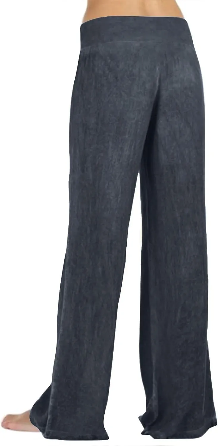 High Waist Wide Leg Straight Pants for Women Solid Color Loose Fit Sports Pants Casual Elastic Waist Trousers