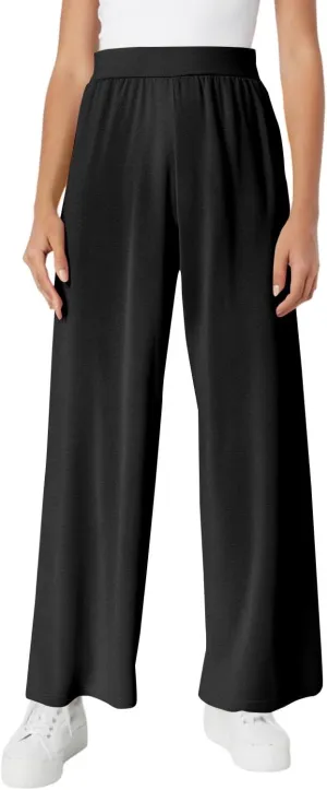 High Waisted Trousers Women Flowy Long Wide Leg Sweatpants Loose Fit Pleated Pull On Vacation Trousers with Pockets