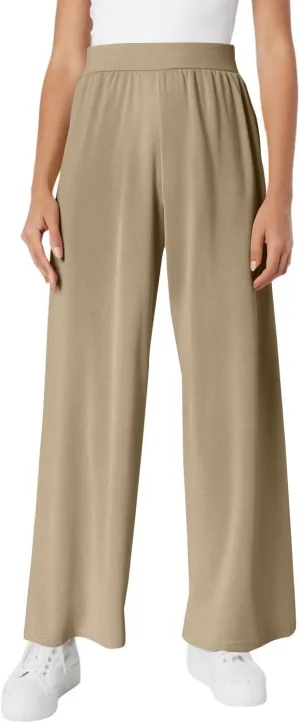 High Waisted Trousers Women Flowy Long Wide Leg Sweatpants Loose Fit Pleated Pull On Vacation Trousers with Pockets