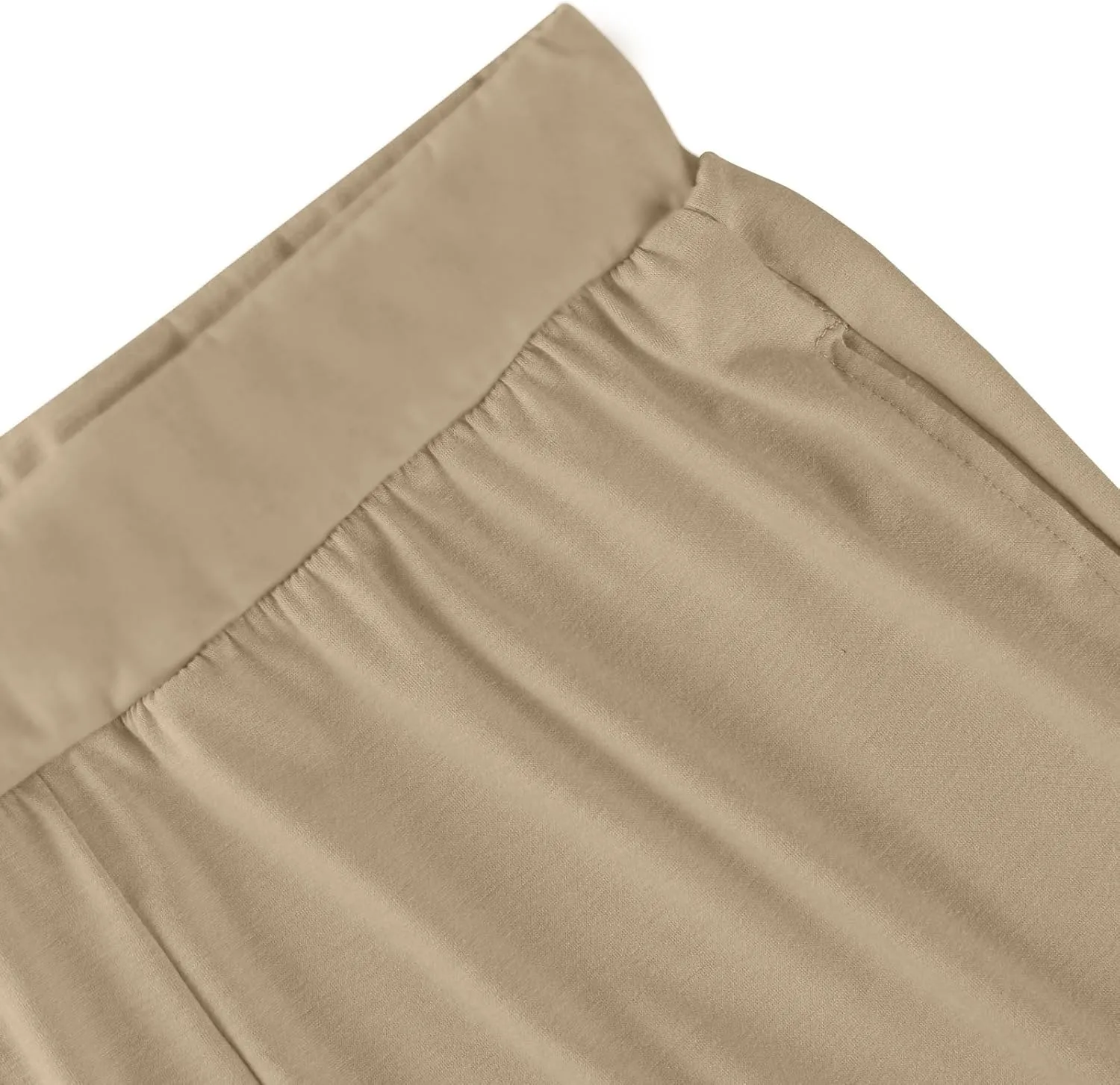 High Waisted Trousers Women Flowy Long Wide Leg Sweatpants Loose Fit Pleated Pull On Vacation Trousers with Pockets