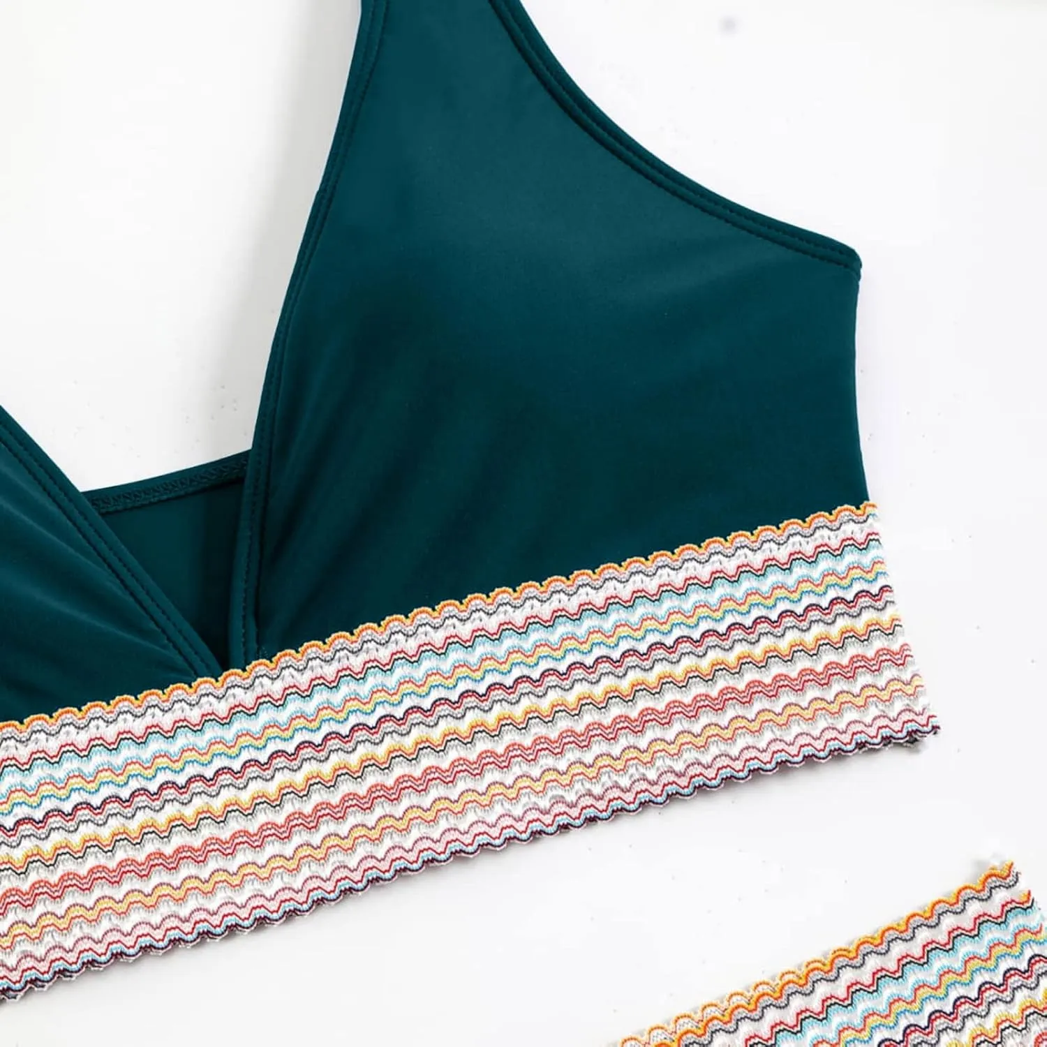 hlysgo High Waisted Bikini Sets for Women Tummy Control Sexy Push Up Swimsuits Color Block Two Piece Drawstring Bathing Suit