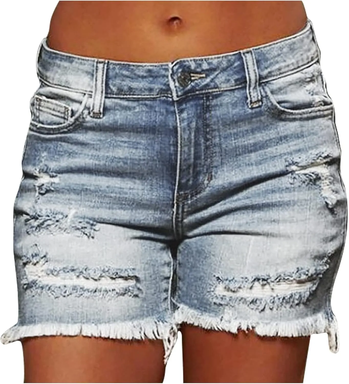 hlysgo Jeans Shorts for Women Mid Rise Ripped Jean Shorts Stretchy Frayed Raw Hem Casual Denim Shorts 2024 Summer Shorts