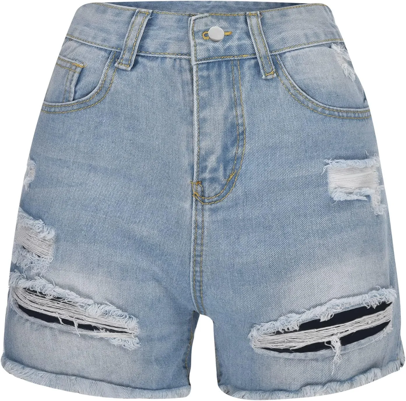 hlysgo Jeans Shorts for Women Mid Rise Ripped Jean Shorts Stretchy Frayed Raw Hem Casual Denim Shorts 2024 Summer Shorts