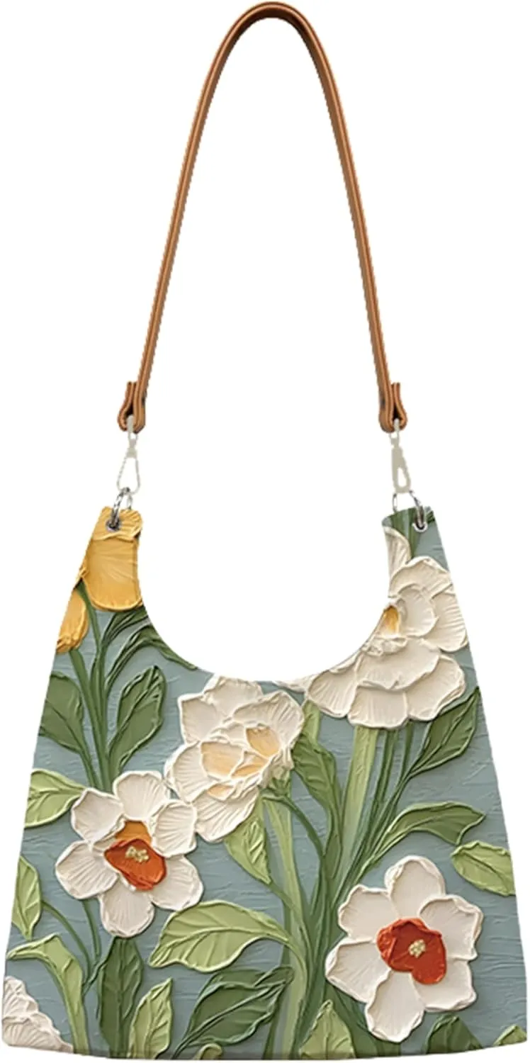 Hobo Crossbody Shoulder Tote Bag Canvas Tote Handbags Bucket Bag Purses for Women Trendy Shoulder Bag Canvas Handbag
