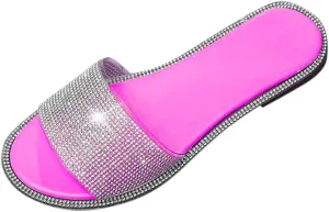 Indoor Outdoor Beach Sandals Women's Flat Shoes Crystal Casual Slippers Women's Slipper Furry Slide Sandals