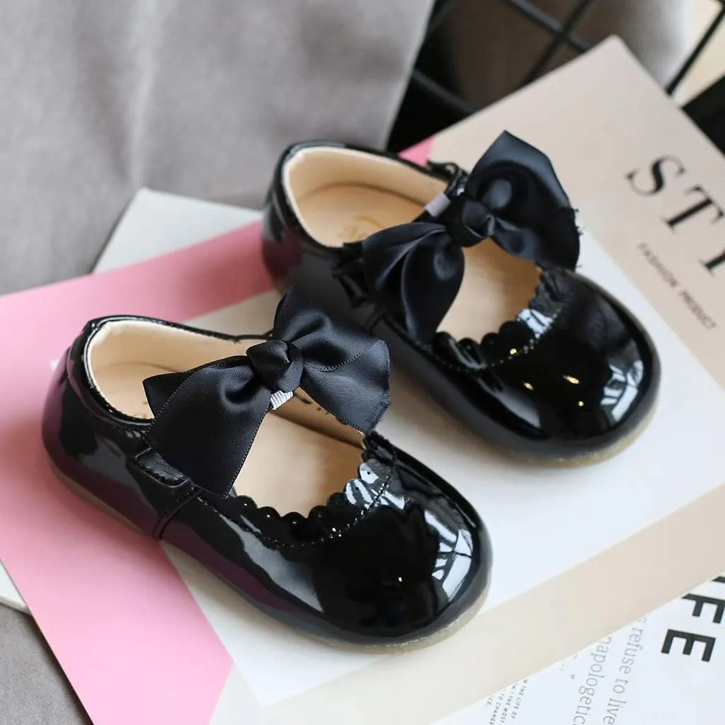 Infant Girls Wedding Dress Shoes Bow Ballet Princess Mary Jane lats First alker Sneaker Newborn Baptism Shoes