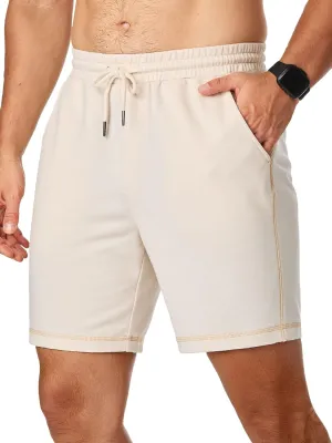 JMIERR Mens Gym Shorts Cotton 7" Running Comfy Workout Shorts Zipper Pocket Sweat Shorts