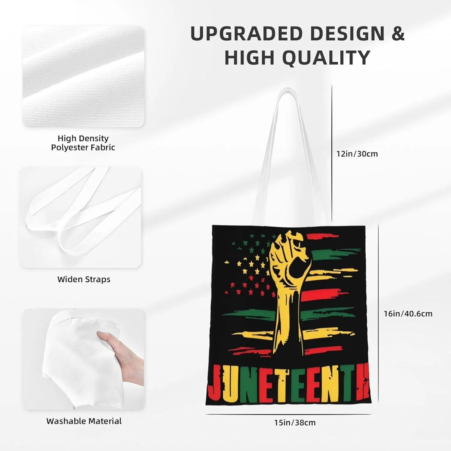 Juneteenth Black Month Lip Kiss Sunflower Tote Bag Reusable Shoulder Tote Bag For Women Lady Vacation, Shopping, Work