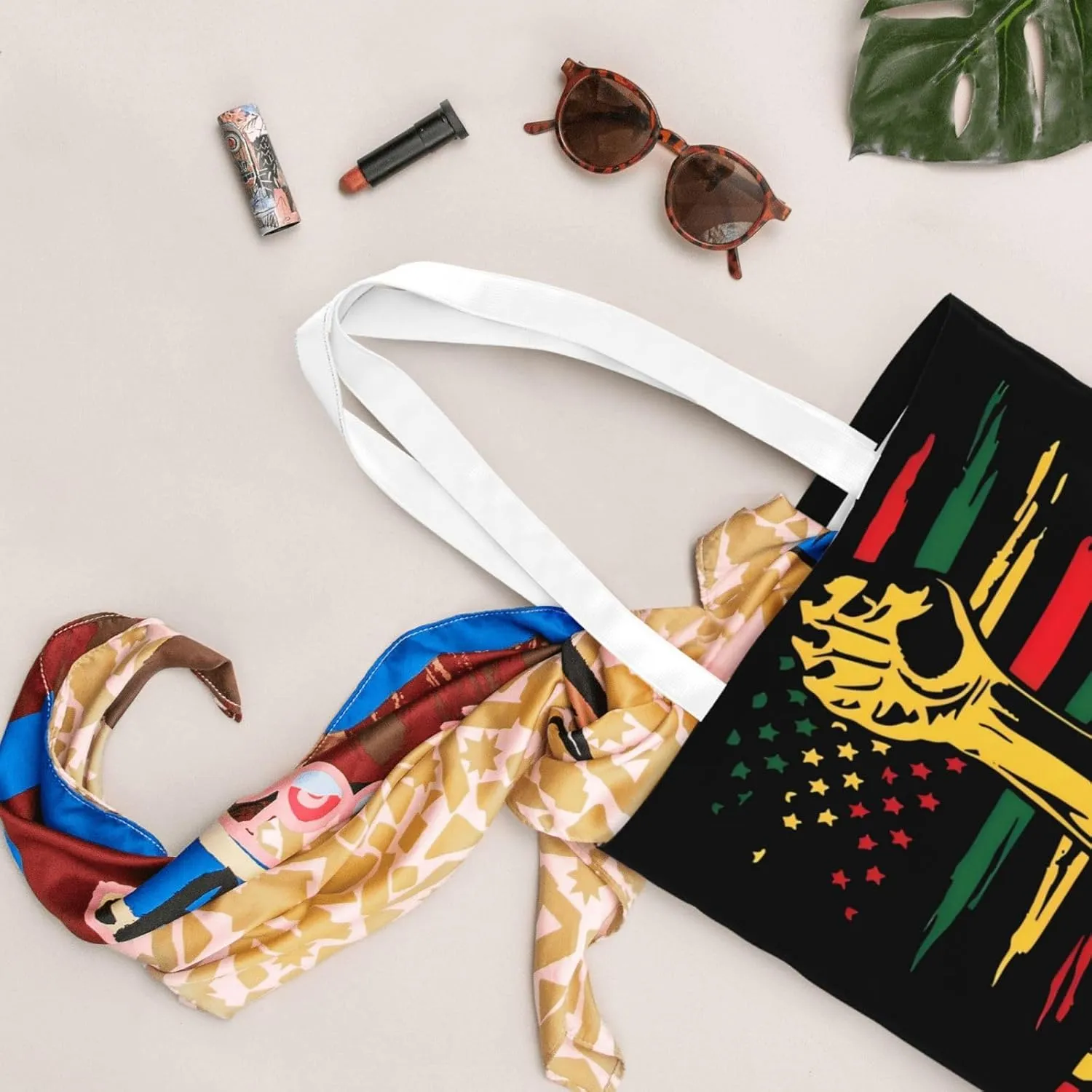 Juneteenth Black Month Lip Kiss Sunflower Tote Bag Reusable Shoulder Tote Bag For Women Lady Vacation, Shopping, Work