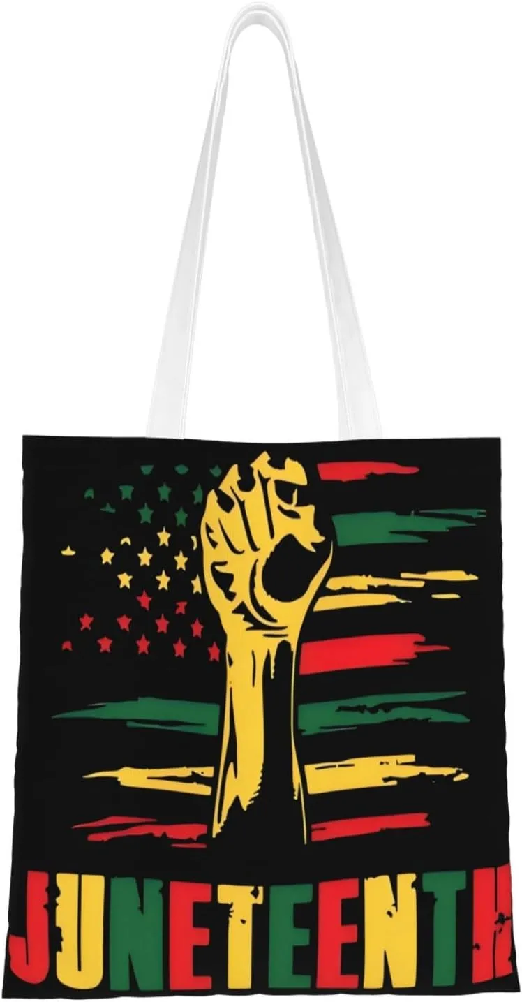 Juneteenth Black Month Lip Kiss Sunflower Tote Bag Reusable Shoulder Tote Bag For Women Lady Vacation, Shopping, Work