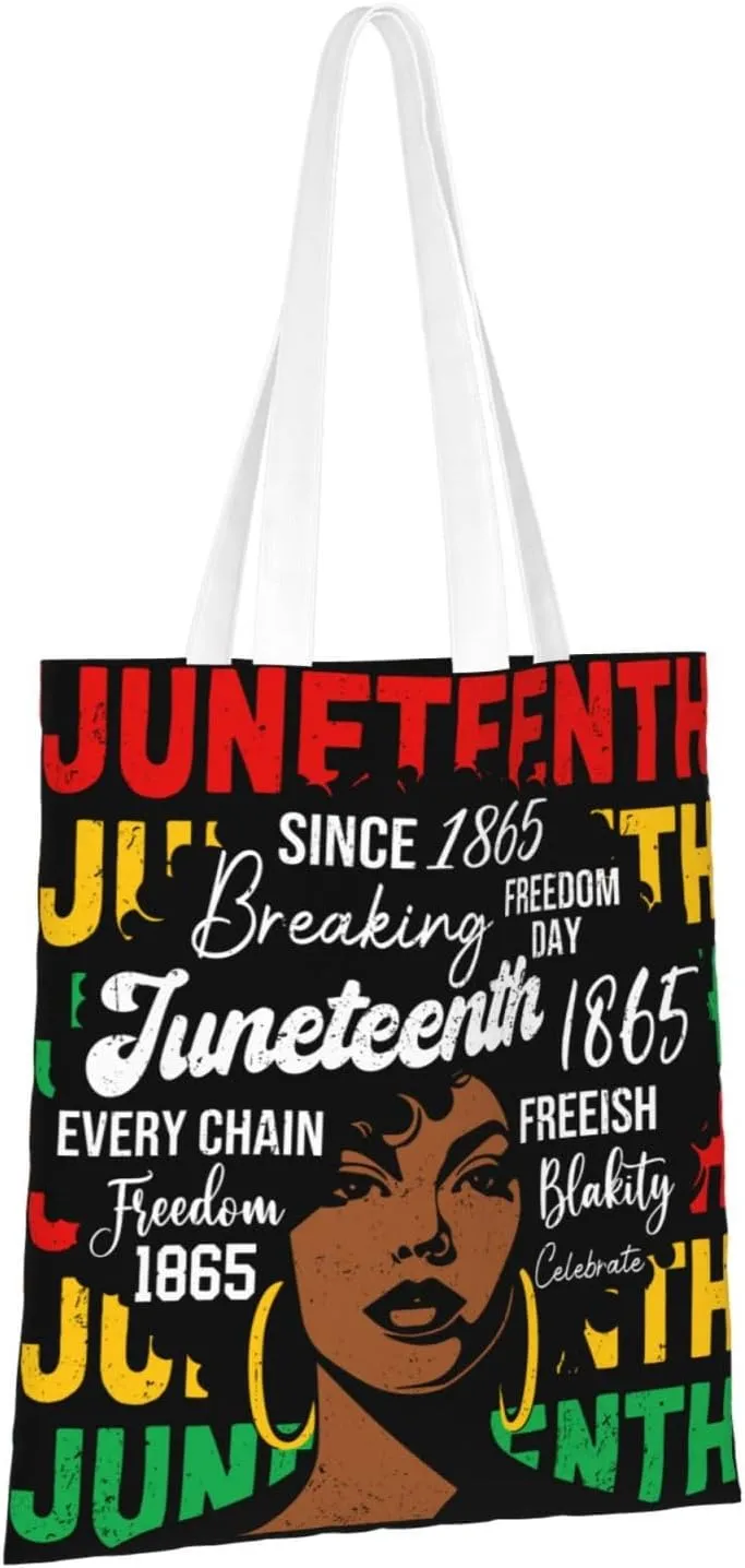 Juneteenth Black Month Lip Kiss Sunflower Tote Bag Reusable Shoulder Tote Bag For Women Lady Vacation, Shopping, Work