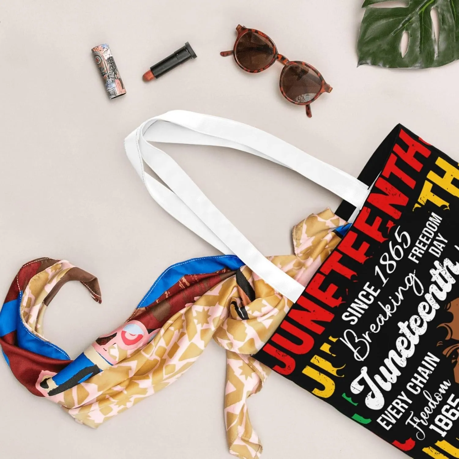 Juneteenth Black Month Lip Kiss Sunflower Tote Bag Reusable Shoulder Tote Bag For Women Lady Vacation, Shopping, Work