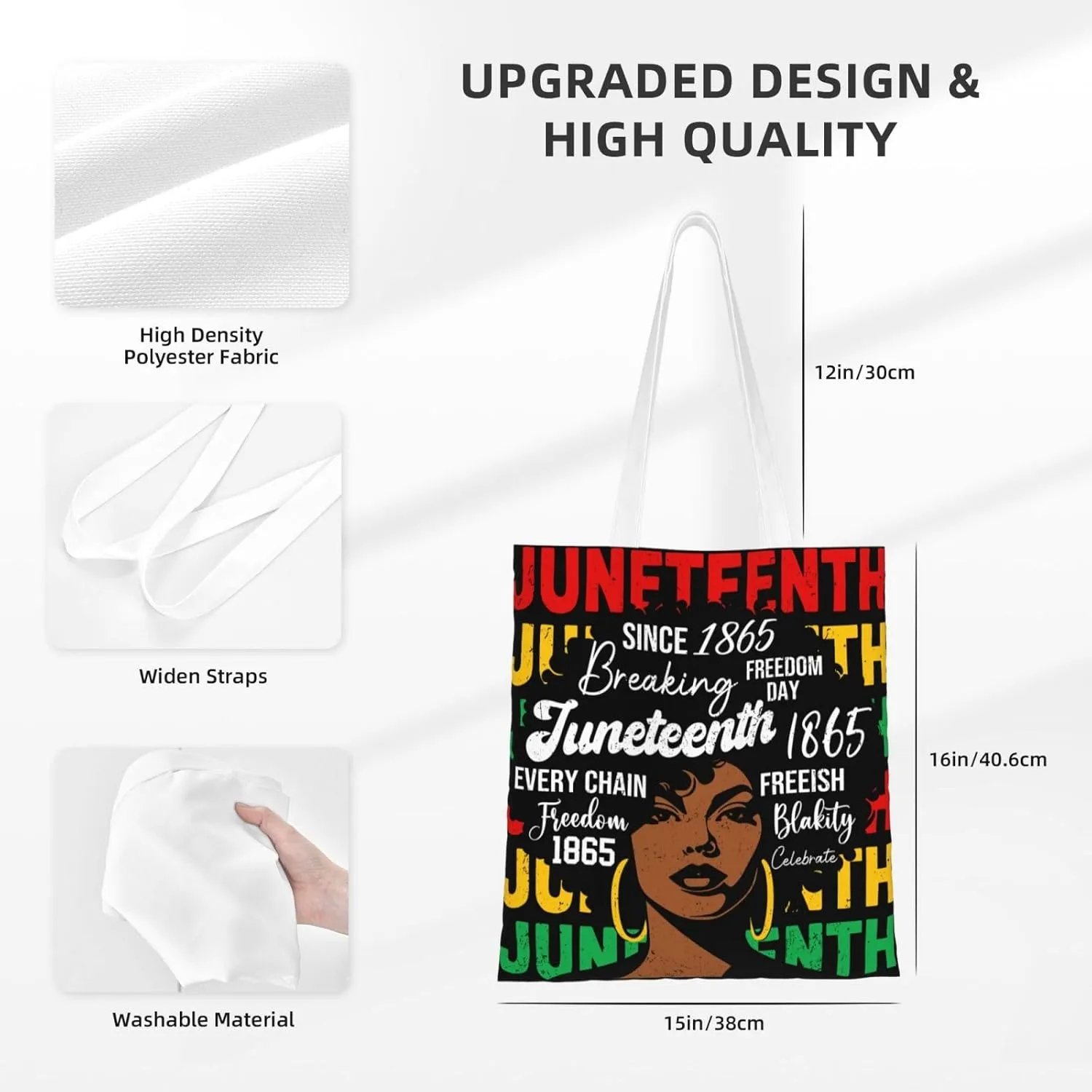 Juneteenth Black Month Lip Kiss Sunflower Tote Bag Reusable Shoulder Tote Bag For Women Lady Vacation, Shopping, Work