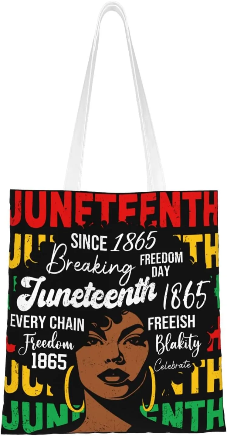 Juneteenth Black Month Lip Kiss Sunflower Tote Bag Reusable Shoulder Tote Bag For Women Lady Vacation, Shopping, Work