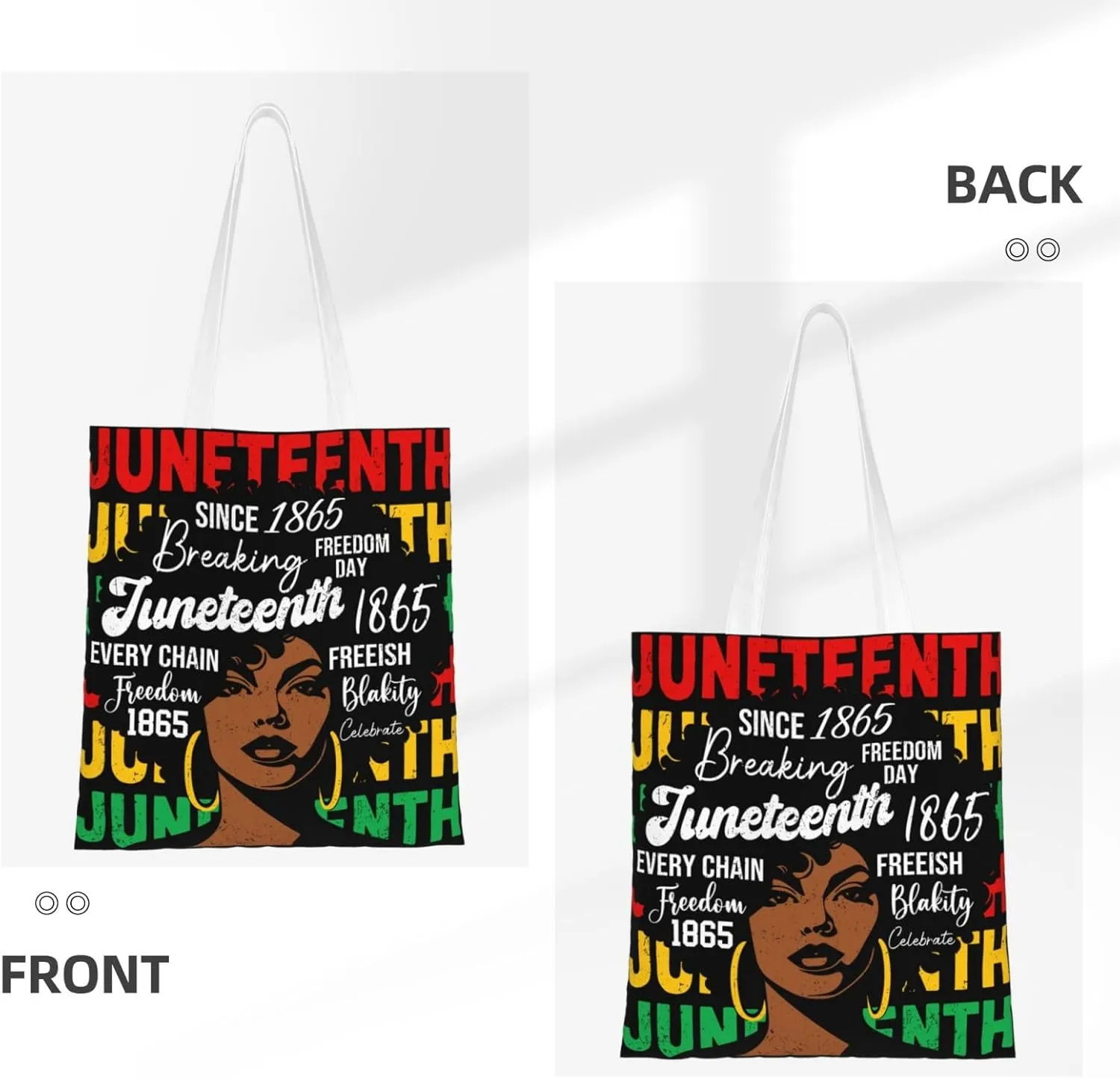 Juneteenth Black Month Lip Kiss Sunflower Tote Bag Reusable Shoulder Tote Bag For Women Lady Vacation, Shopping, Work