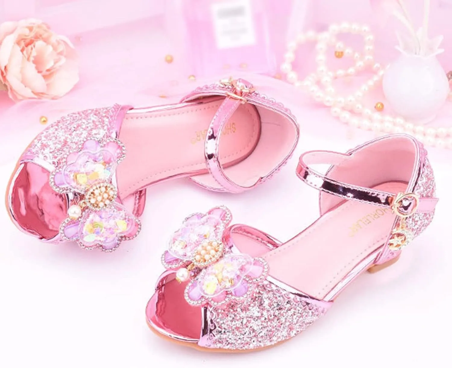 Kids Girls Glitter Butterfly Sandals Sequin hinestone Dress Shoes Little/Big Kids Princess Fashion Shiny Shoes