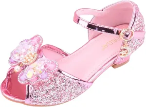 Kids Girls Glitter Butterfly Sandals Sequin hinestone Dress Shoes Little/Big Kids Princess Fashion Shiny Shoes