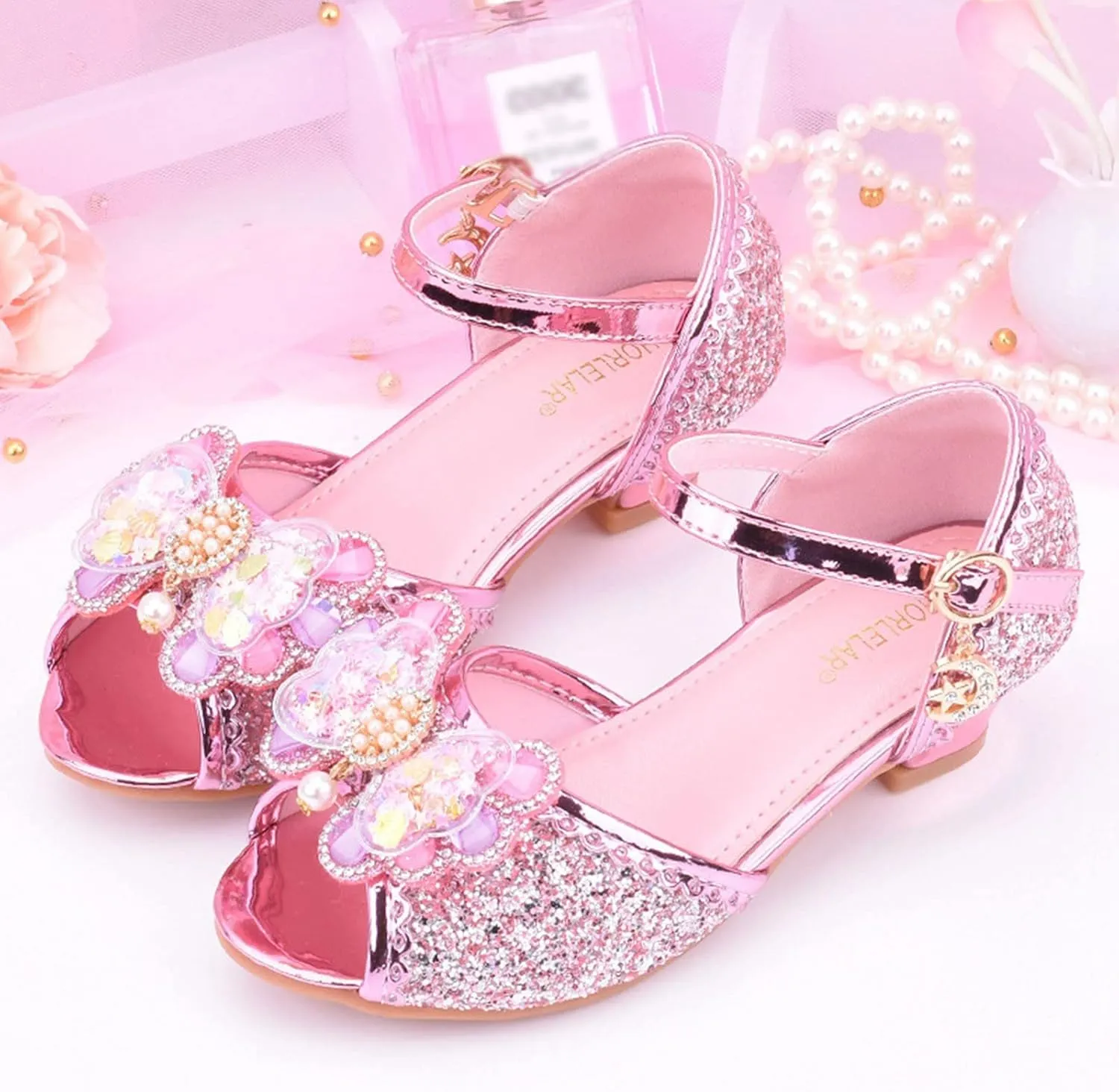 Kids Girls Glitter Butterfly Sandals Sequin hinestone Dress Shoes Little/Big Kids Princess Fashion Shiny Shoes