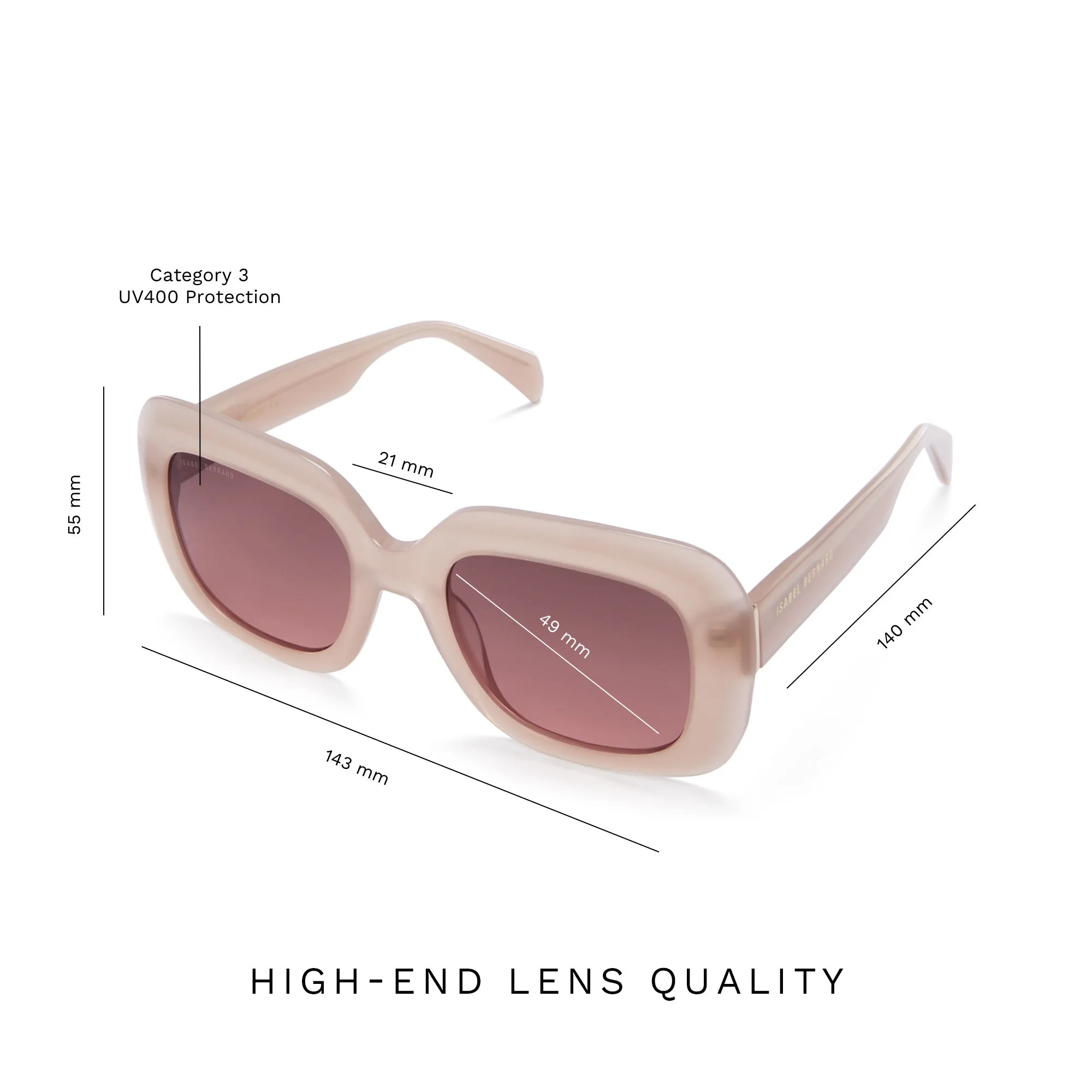 La Villette Rive soft pink square sunglasses
