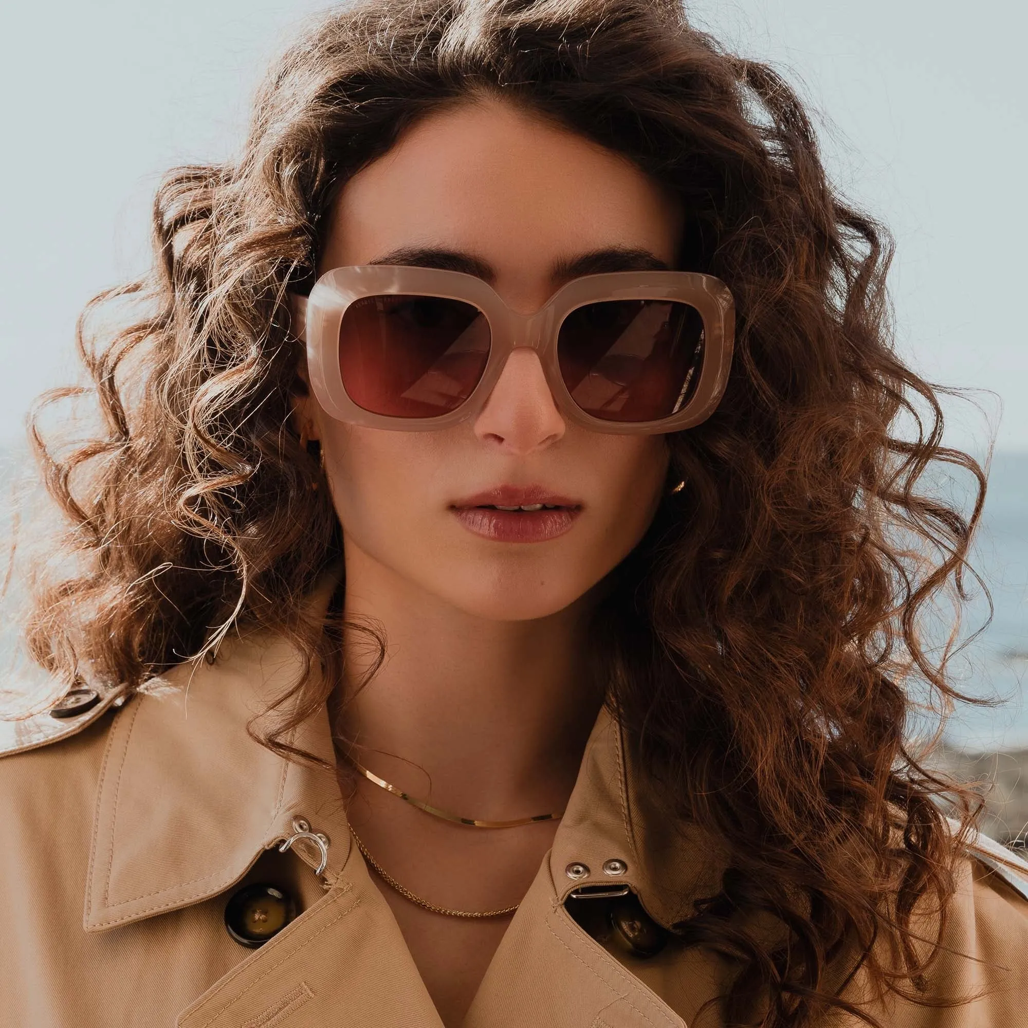 La Villette Rive soft pink square sunglasses