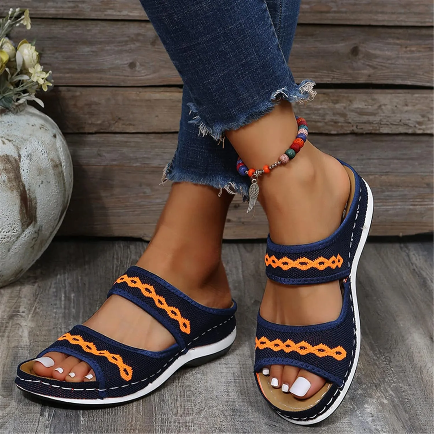 Ladmiple Dress Sandals For Women Orthotic Dressy Summer Arch Support Orthopedic Flip Flops Slides for Plantar Fasciitis