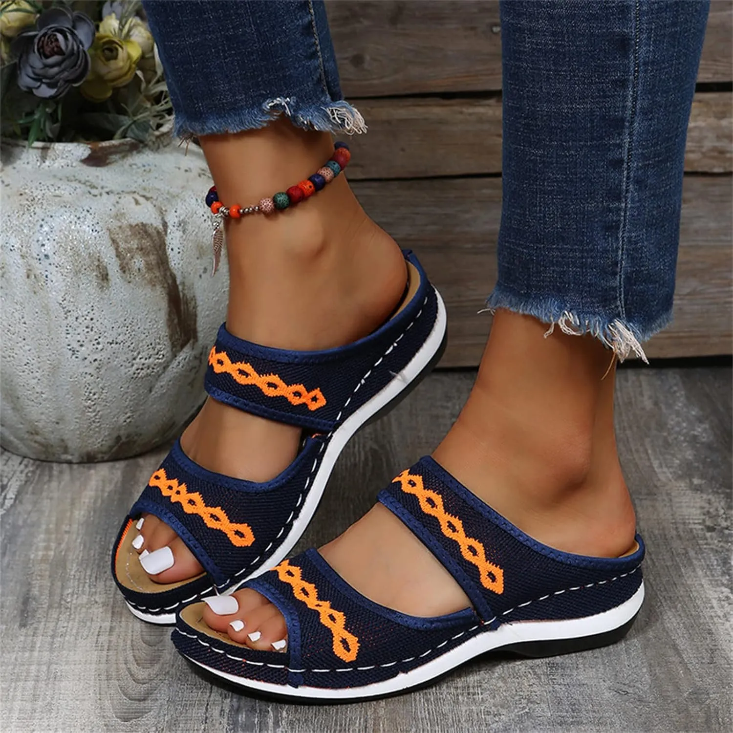 Ladmiple Dress Sandals For Women Orthotic Dressy Summer Arch Support Orthopedic Flip Flops Slides for Plantar Fasciitis