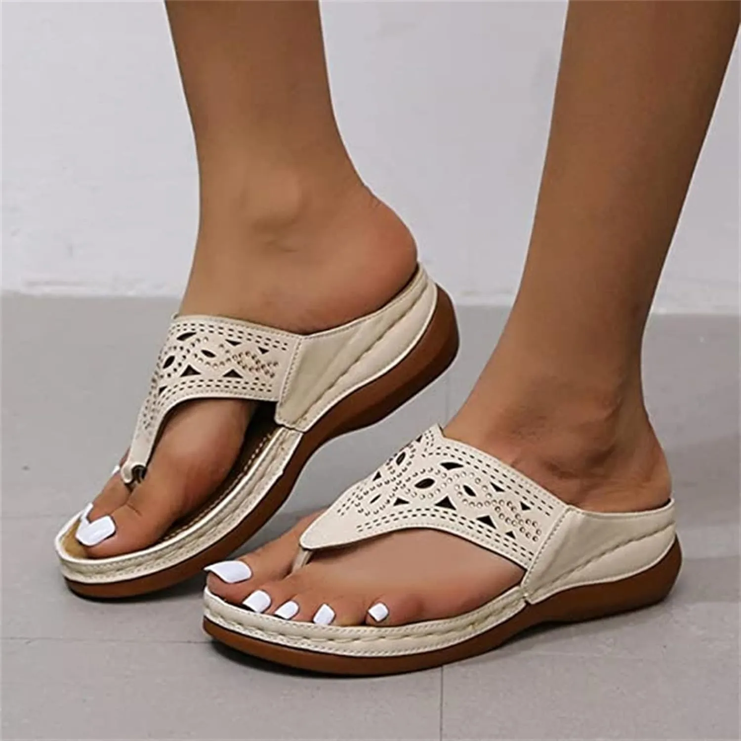 Ladmiple Dress Sandals For Women Orthotic Dressy Summer Comfort Walking Open Toe Arch Support Slides Orthopedic Flip Flops