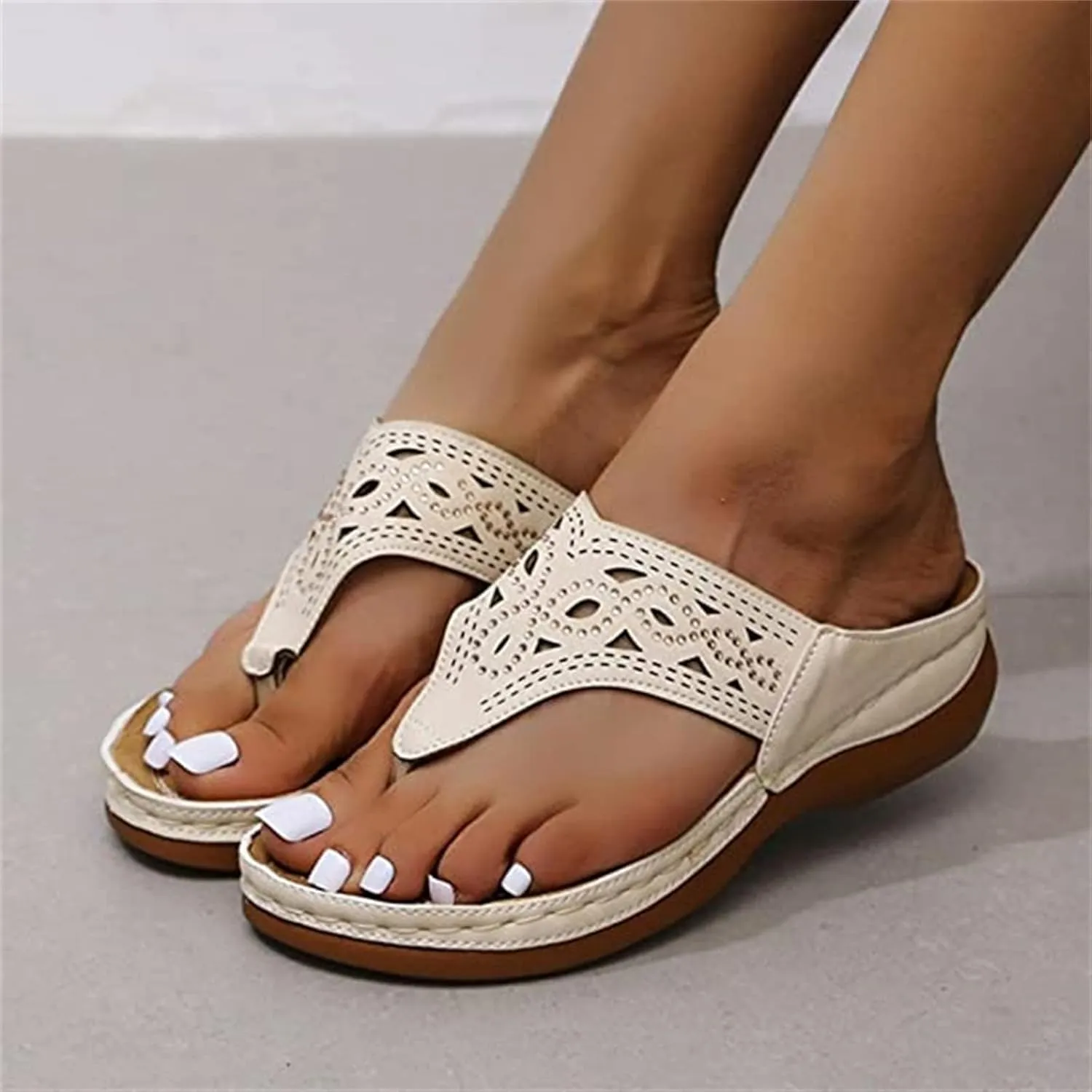 Ladmiple Dress Sandals For Women Orthotic Dressy Summer Comfort Walking Open Toe Arch Support Slides Orthopedic Flip Flops