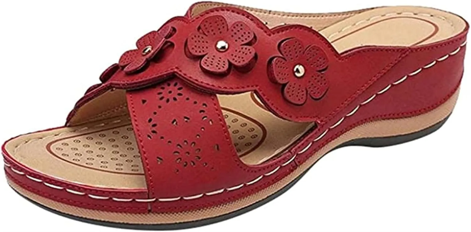 Ladmiple Orthopedic Sandals For Women Plantar Fasciitis Arch Heel Support Orthotic Flips Flops Comfortable Flat feet Slides