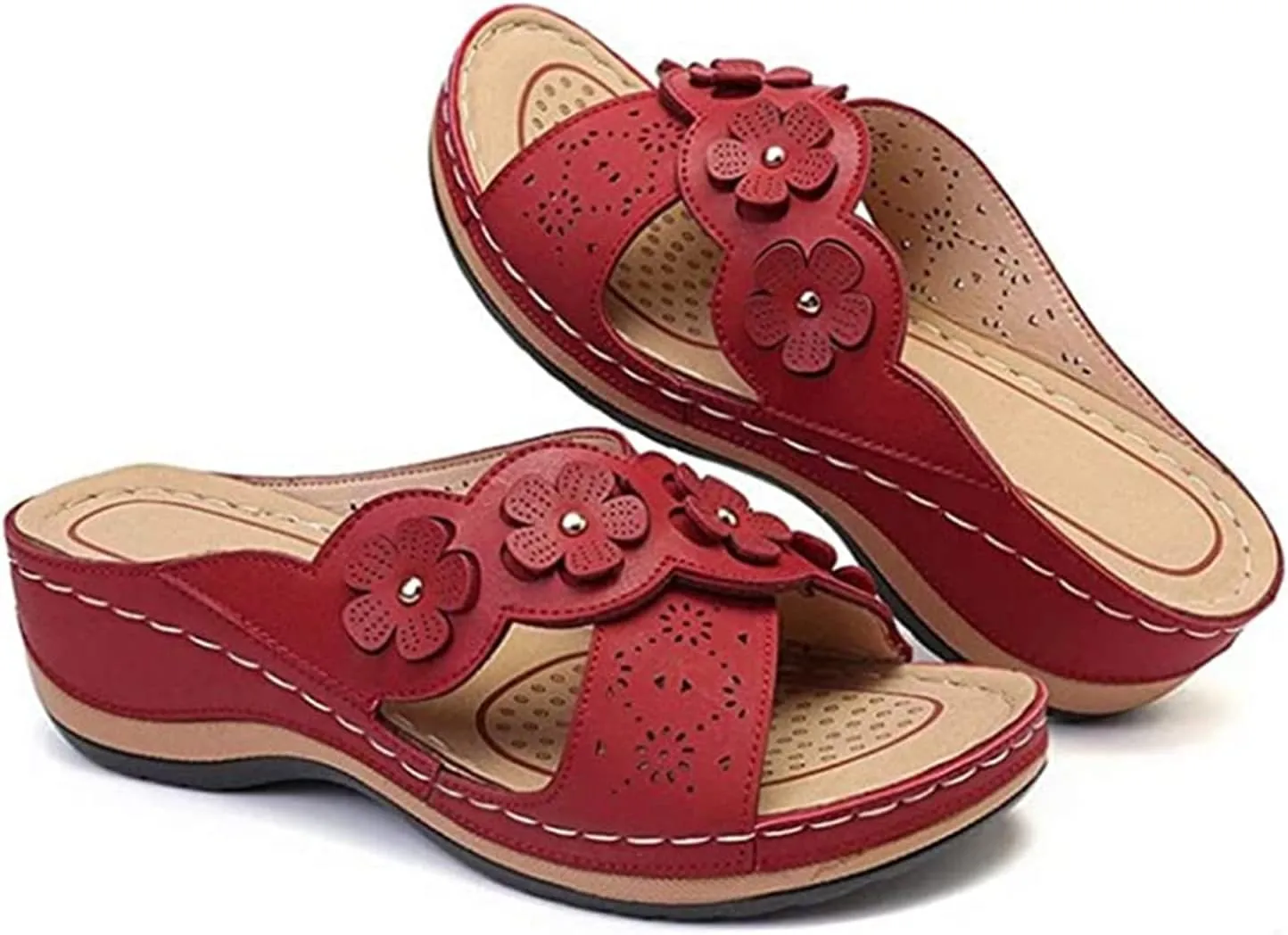 Ladmiple Orthopedic Sandals For Women Plantar Fasciitis Arch Heel Support Orthotic Flips Flops Comfortable Flat feet Slides