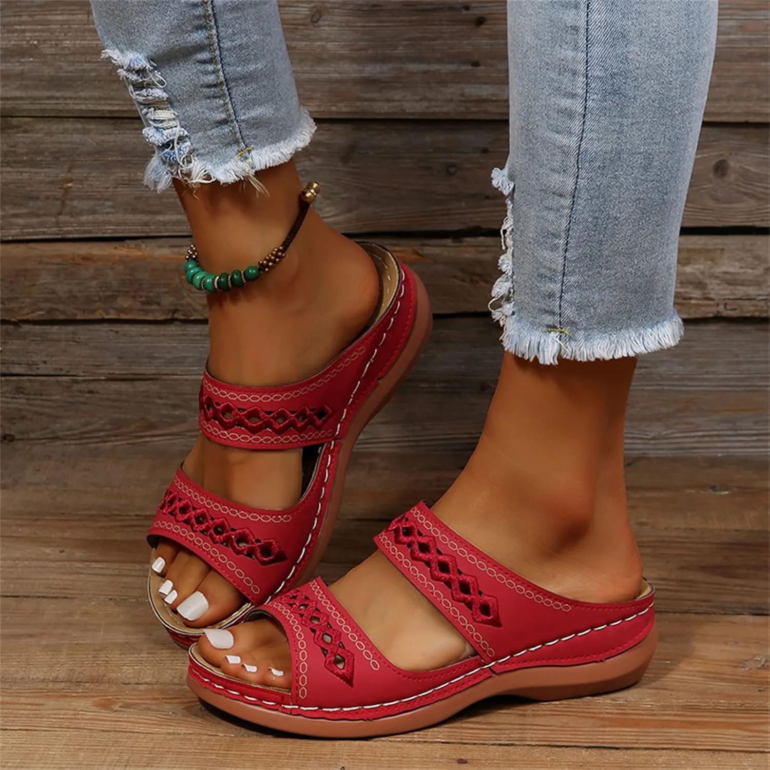 Ladmiple Orthopedic Slippers For Women Flat Feet Orthotic Sandals Slides Comfortable Dressy Summer Walking Flip Flops 2024