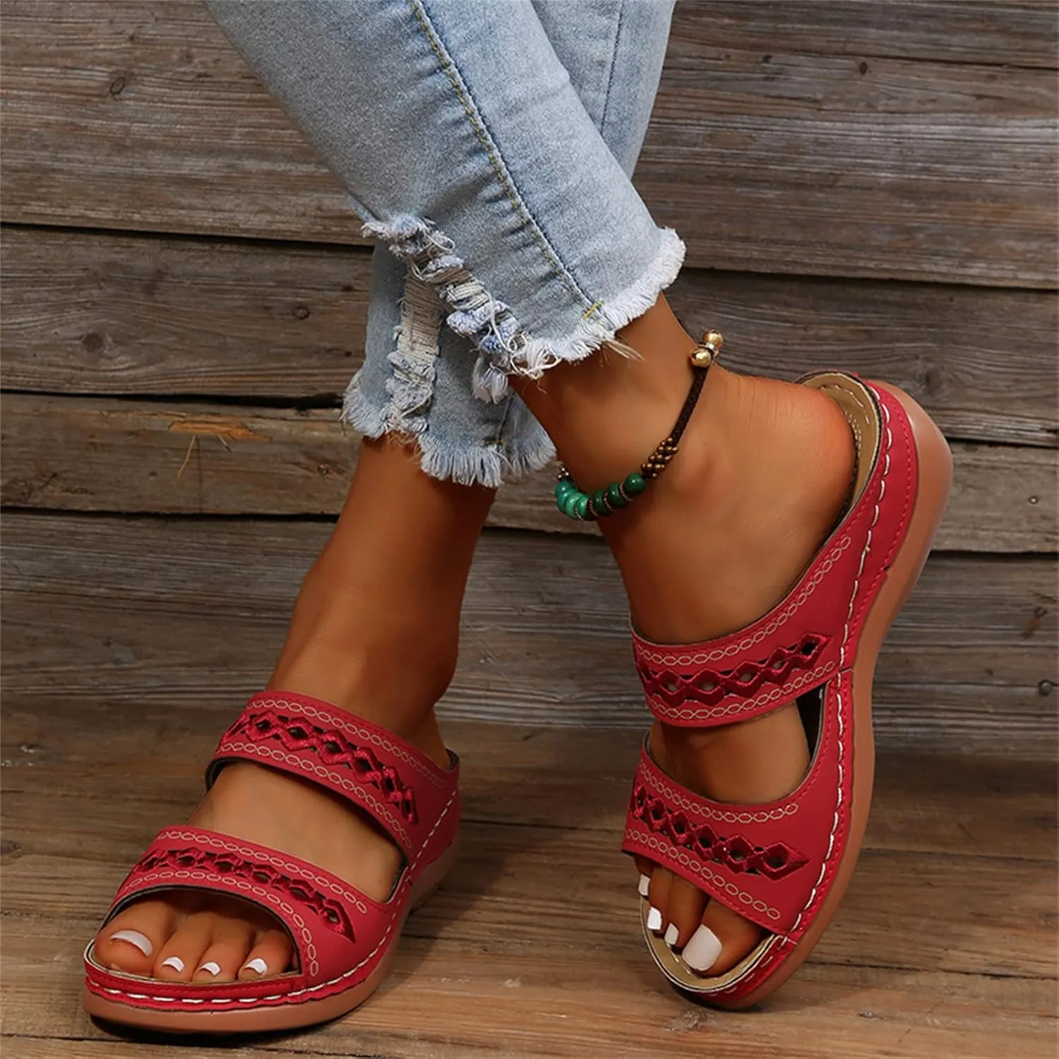 Ladmiple Orthopedic Slippers For Women Flat Feet Orthotic Sandals Slides Comfortable Dressy Summer Walking Flip Flops 2024