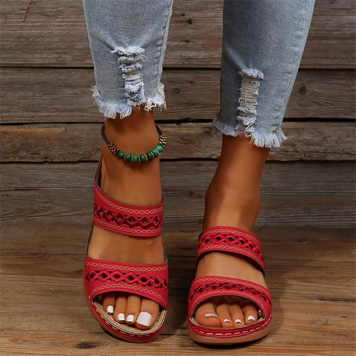 Ladmiple Orthopedic Slippers For Women Flat Feet Orthotic Sandals Slides Comfortable Dressy Summer Walking Flip Flops 2024