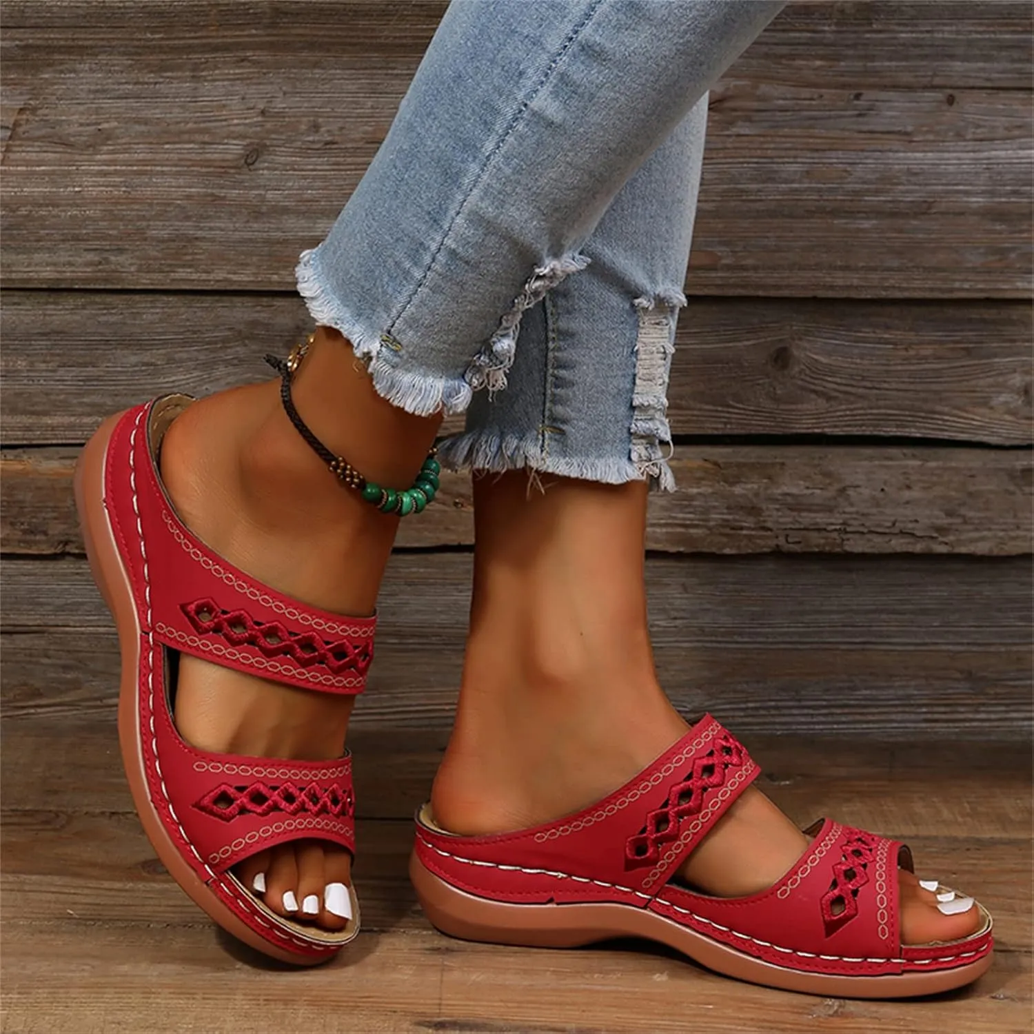 Ladmiple Orthopedic Slippers For Women Flat Feet Orthotic Sandals Slides Comfortable Dressy Summer Walking Flip Flops 2024