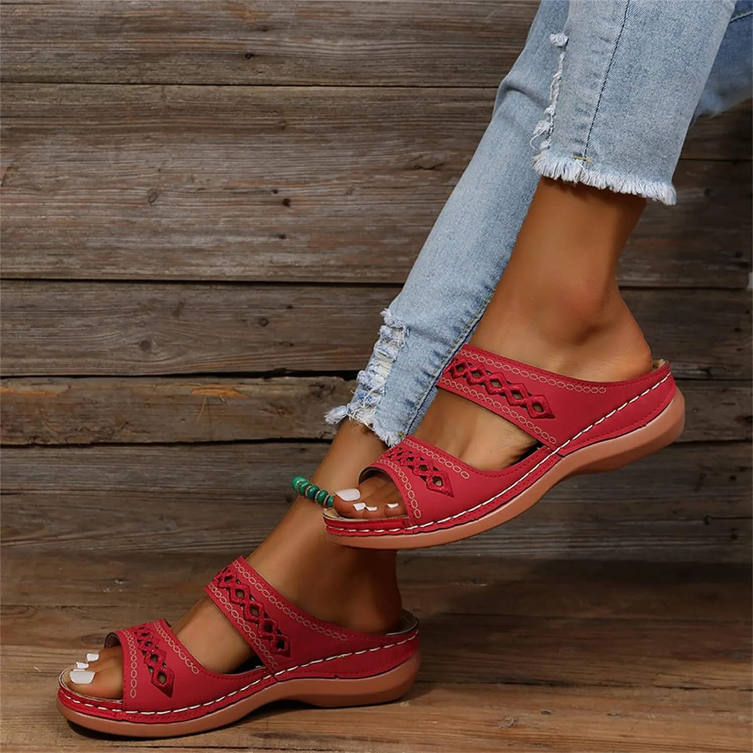 Ladmiple Orthopedic Slippers For Women Flat Feet Orthotic Sandals Slides Comfortable Dressy Summer Walking Flip Flops 2024
