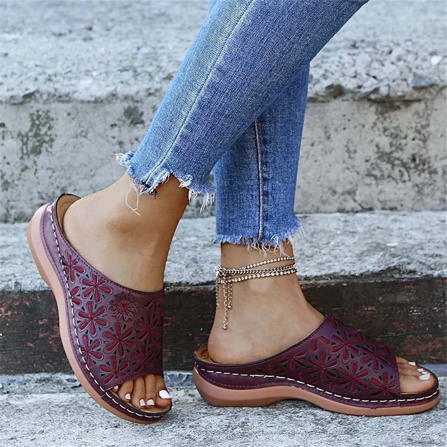 Ladmiple Orthotic Sandals For Women Dressy Summer Orthopedic Arch Support Flip Flops Comfortable Walking Slides Beach Shoes