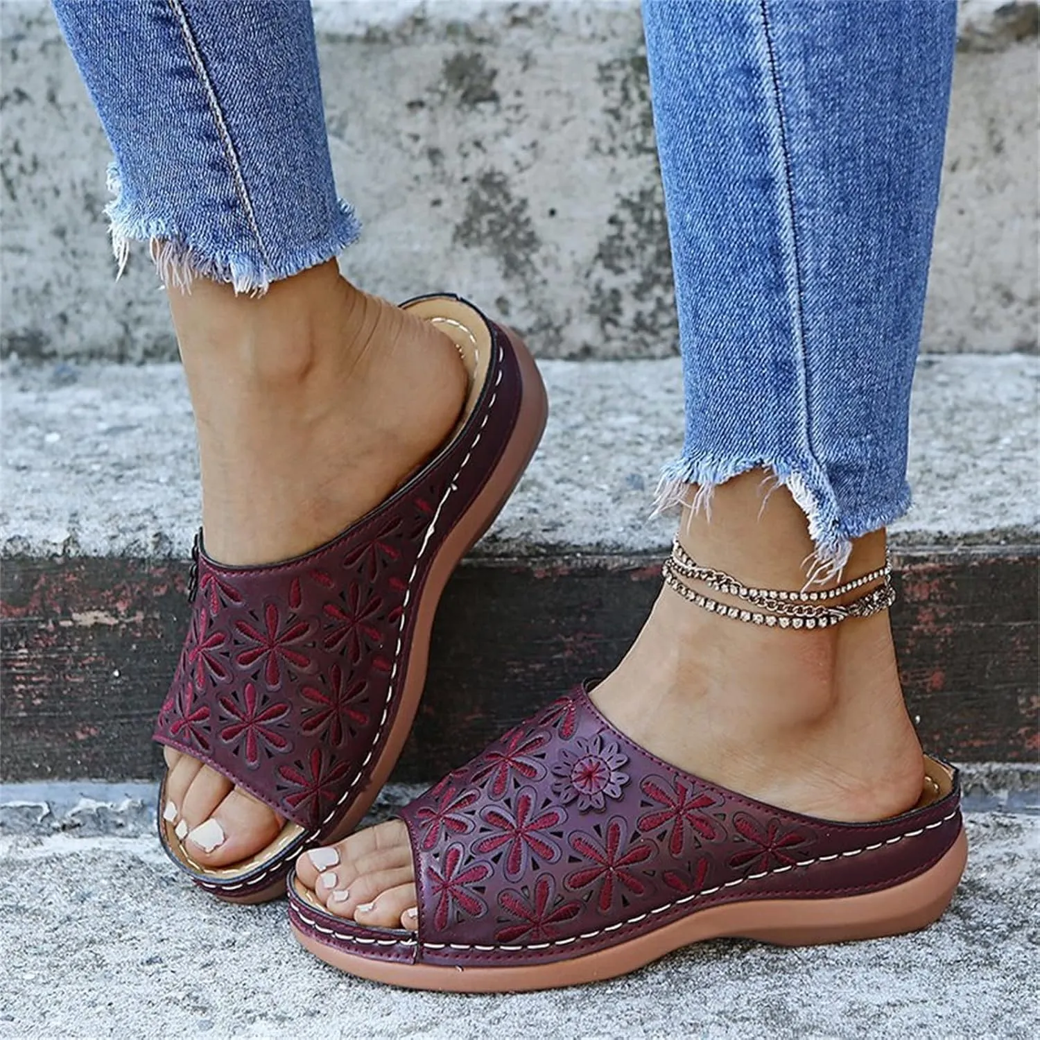 Ladmiple Orthotic Sandals For Women Dressy Summer Orthopedic Arch Support Flip Flops Comfortable Walking Slides Beach Shoes