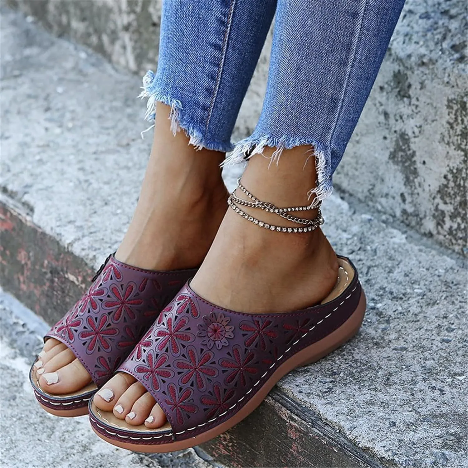 Ladmiple Orthotic Sandals For Women Dressy Summer Orthopedic Arch Support Flip Flops Comfortable Walking Slides Beach Shoes
