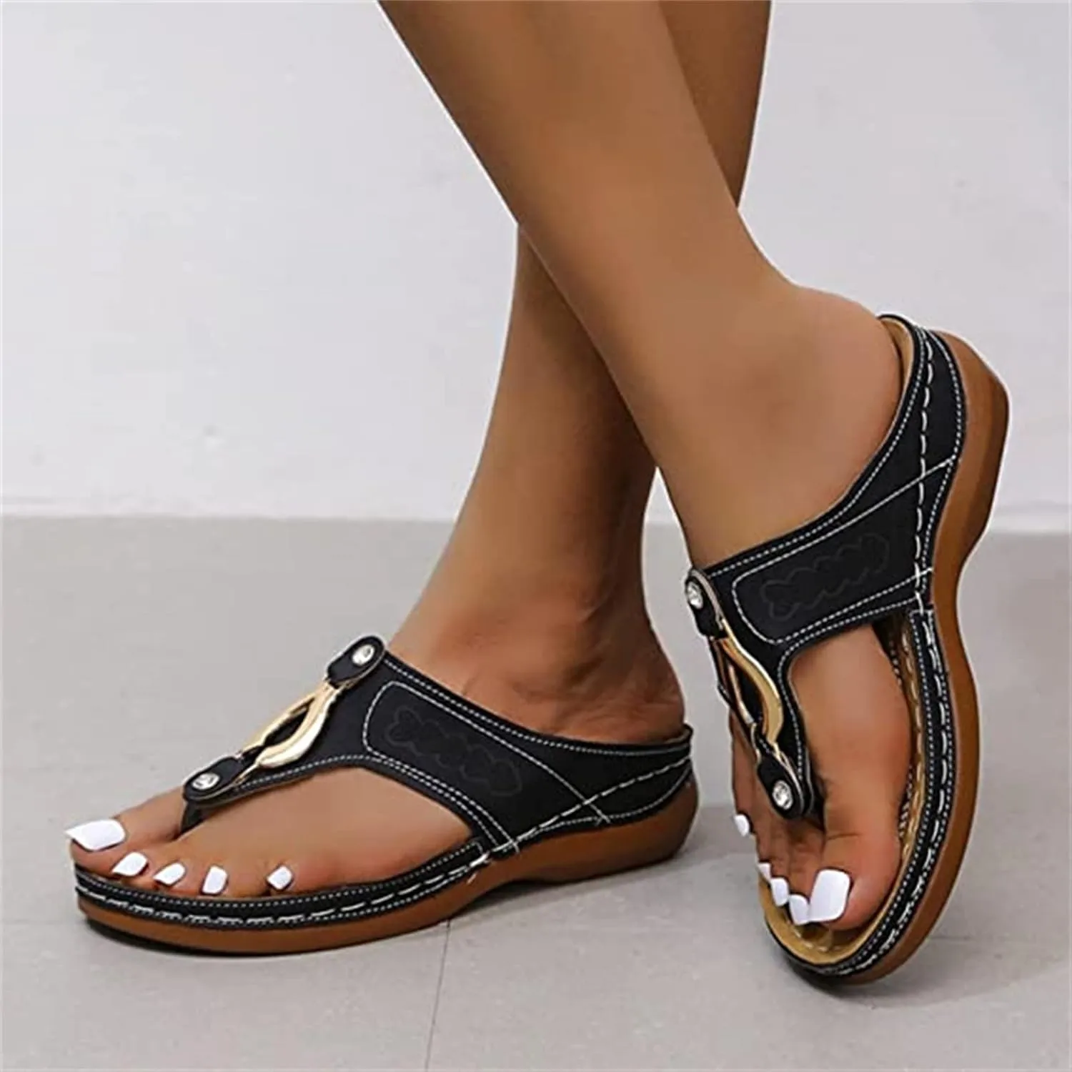 Ladmiple Orthotic Sandals For Women Plantar Fasciitis Orthopedic Flip Flops Dressy Casual Summer Slides With Arch Support