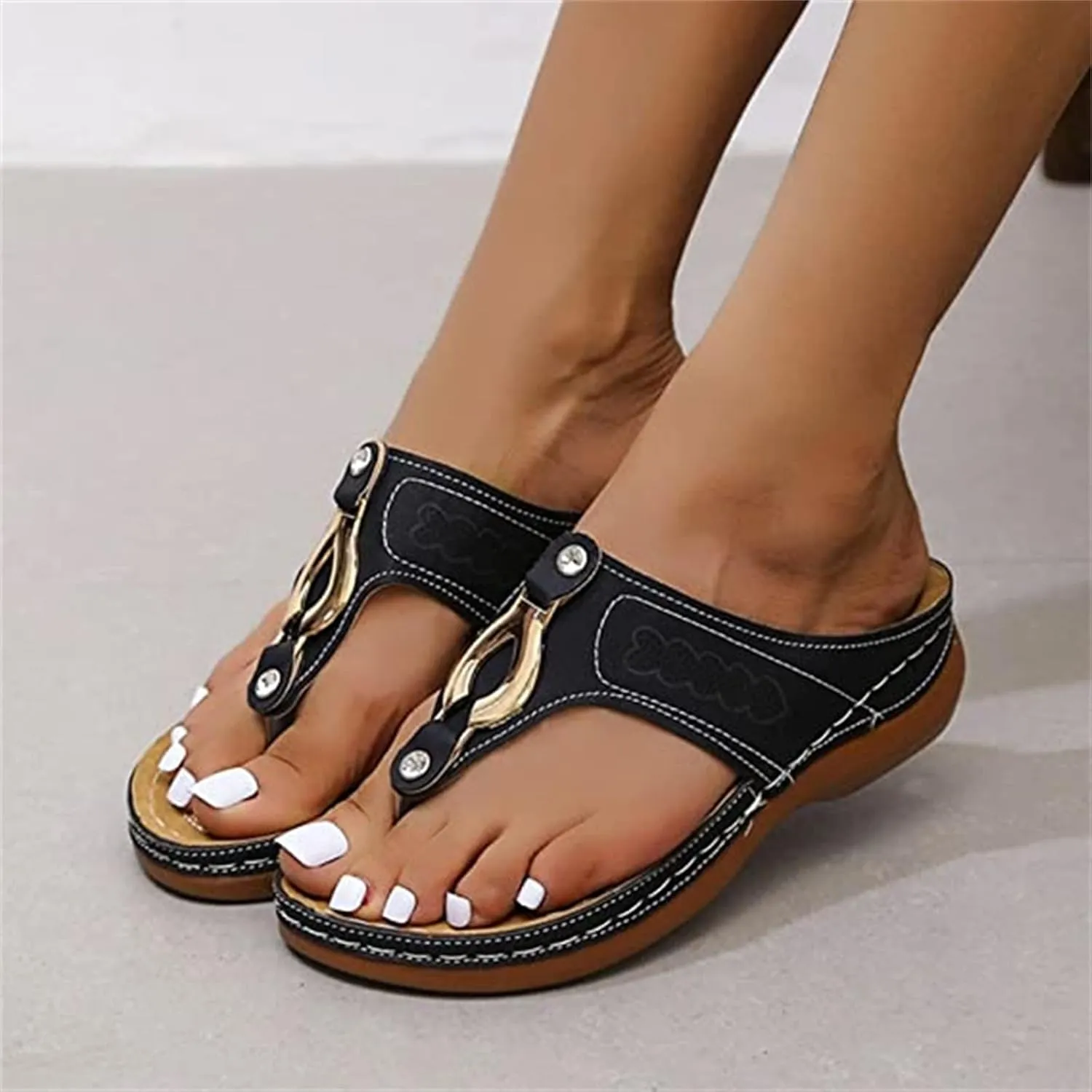 Ladmiple Orthotic Sandals For Women Plantar Fasciitis Orthopedic Flip Flops Dressy Casual Summer Slides With Arch Support