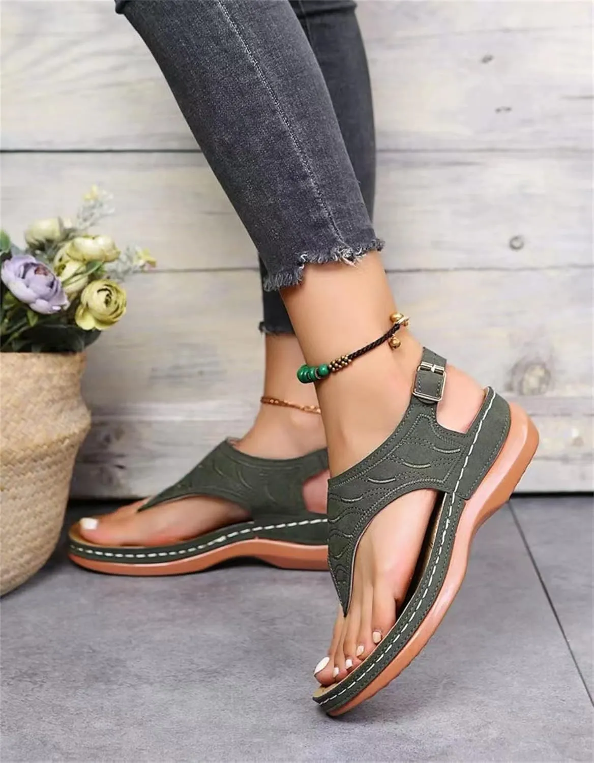 Ladmiple Orthotic Sandals For Women Wide Width Comfortable Arch Support Orthopedic Flip Flops Dressy Summer Walking Slides