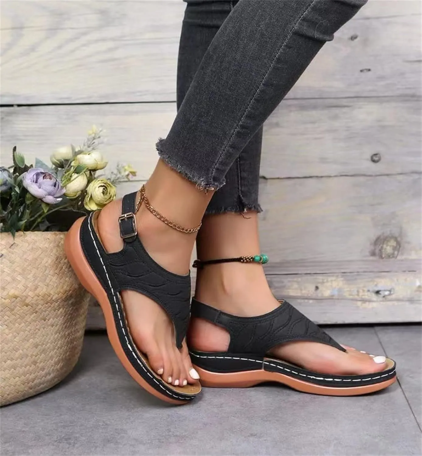Ladmiple Orthotic Sandals For Women Wide Width Comfortable Arch Support Orthopedic Flip Flops Dressy Summer Walking Slides