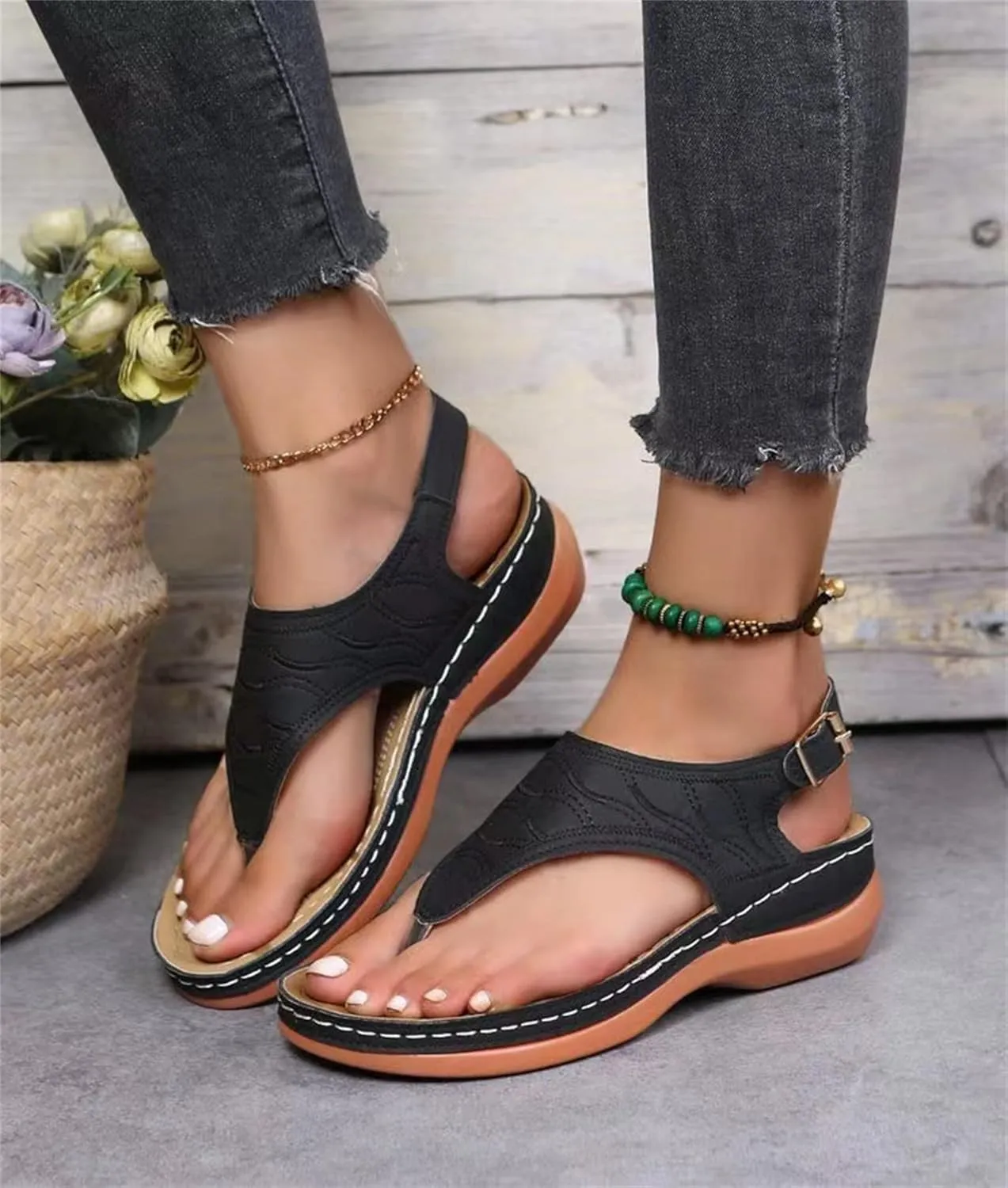 Ladmiple Orthotic Sandals For Women Wide Width Comfortable Arch Support Orthopedic Flip Flops Dressy Summer Walking Slides