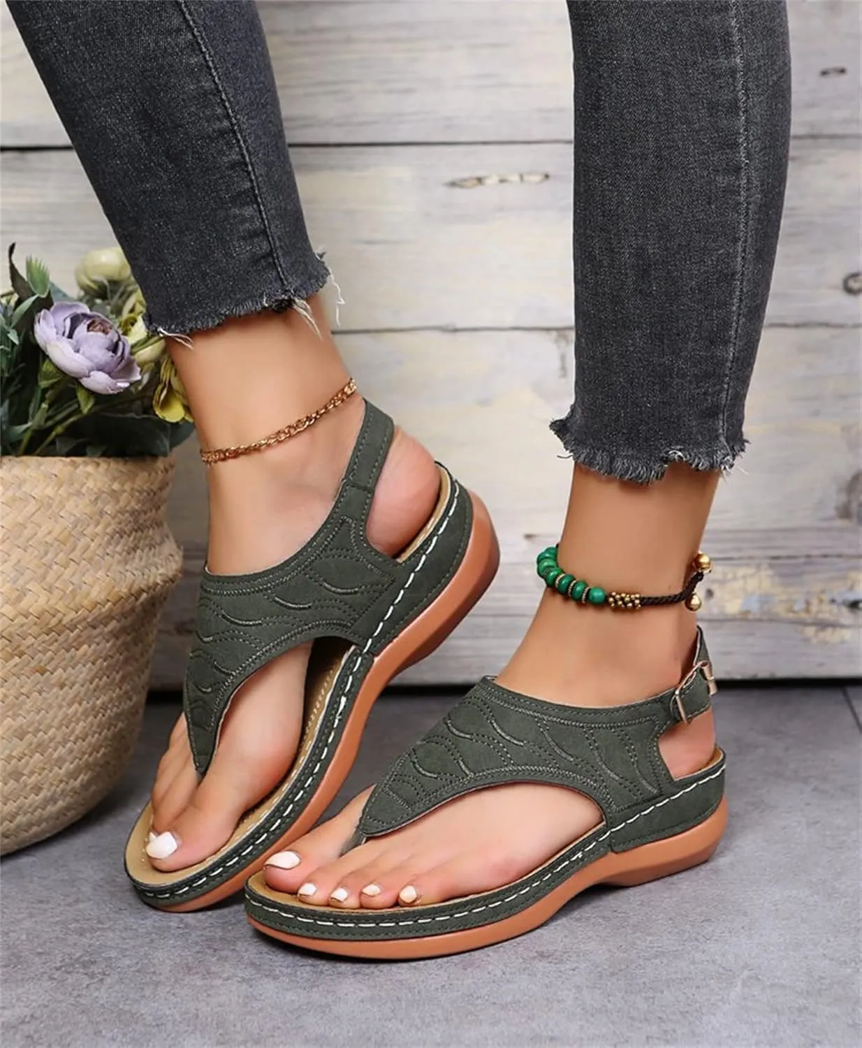 Ladmiple Orthotic Sandals For Women Wide Width Comfortable Arch Support Orthopedic Flip Flops Dressy Summer Walking Slides