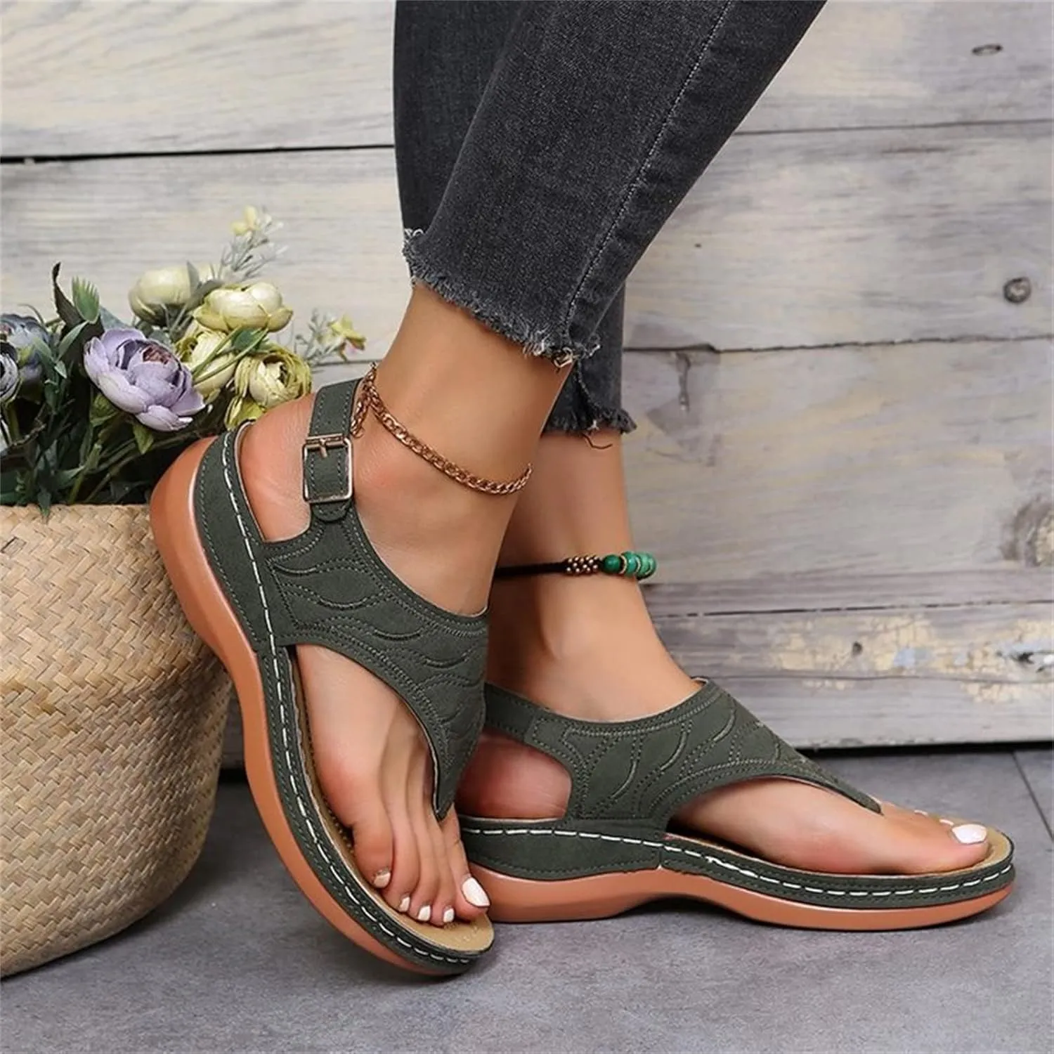 Ladmiple Orthotic Sandals For Women Wide Width Comfortable Arch Support Orthopedic Flip Flops Dressy Summer Walking Slides
