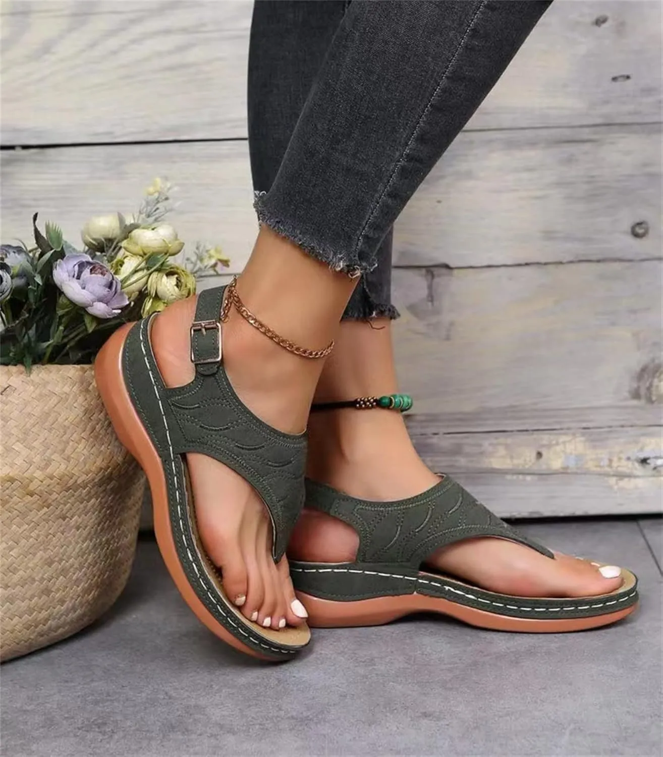 Ladmiple Orthotic Sandals For Women Wide Width Comfortable Arch Support Orthopedic Flip Flops Dressy Summer Walking Slides