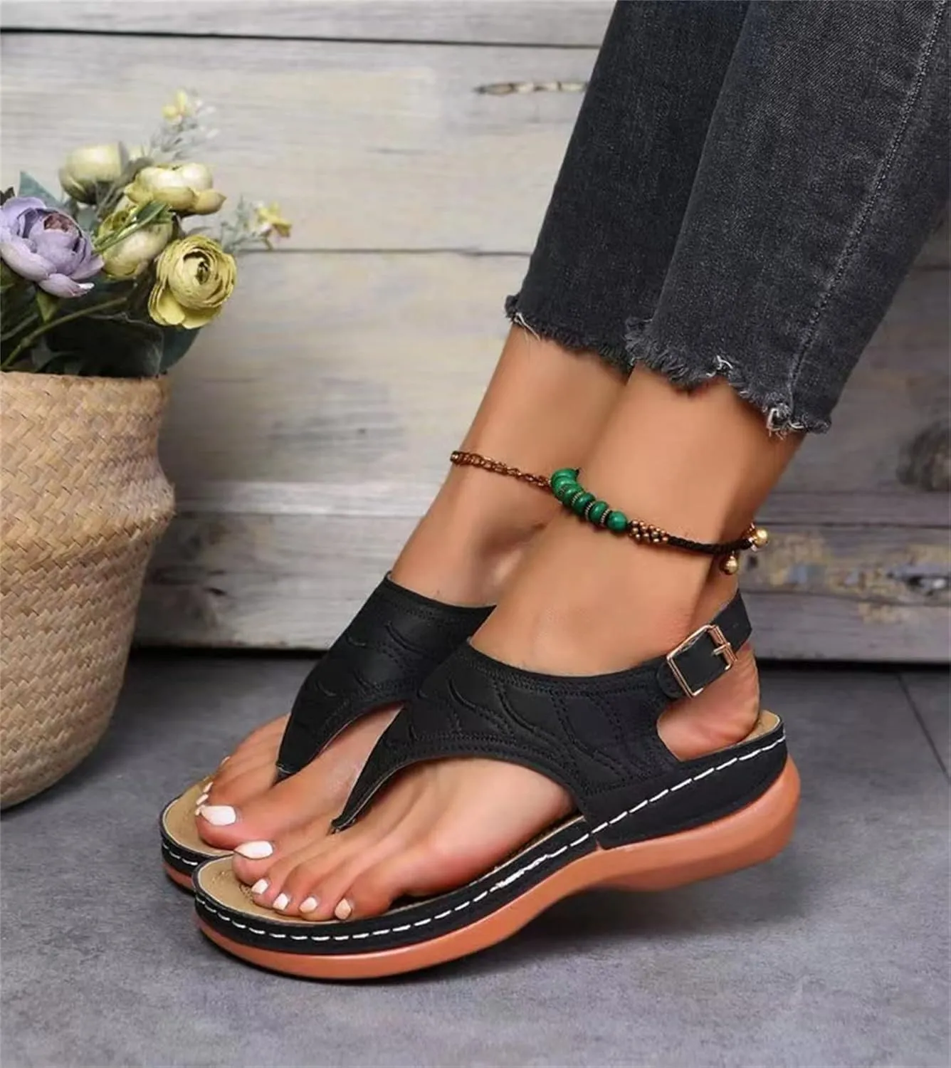 Ladmiple Orthotic Sandals For Women Wide Width Comfortable Arch Support Orthopedic Flip Flops Dressy Summer Walking Slides
